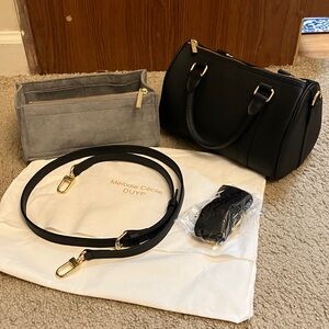 DUYP Black Grained leather - Mini Boston Bag